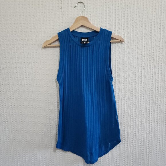 Ivy Park Pointelle Knit Sleeveless Tank Top in Blue Women's Size X-Small - Picture 4 of 10